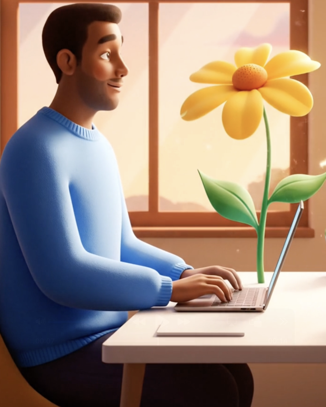 Person sitting upright with good posture at a desk